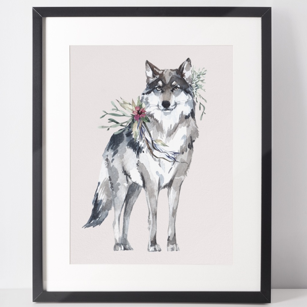 Wall Art Watercolor Wolf Portrait Illustration Print Poster Unframed - Picture 6 of 16